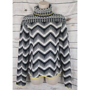 Anthropologie Maeve Ski Slope Sweater M Turtleneck Black Chevron Womens